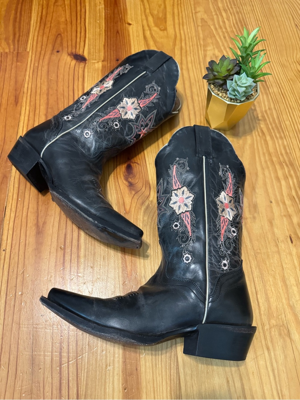 JB Dillon Women's Leather Embroidered Cowboy Boots Size 8B #JBW2322